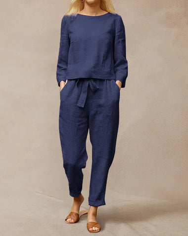 Daphne | Women's Two-Piece Set with Long-Sleeve Top and Drawstring Trousers