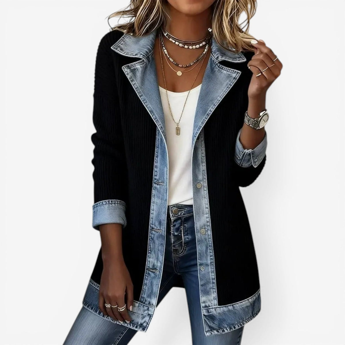 Darcy | Women's Layered Collar Button-Front Jacket