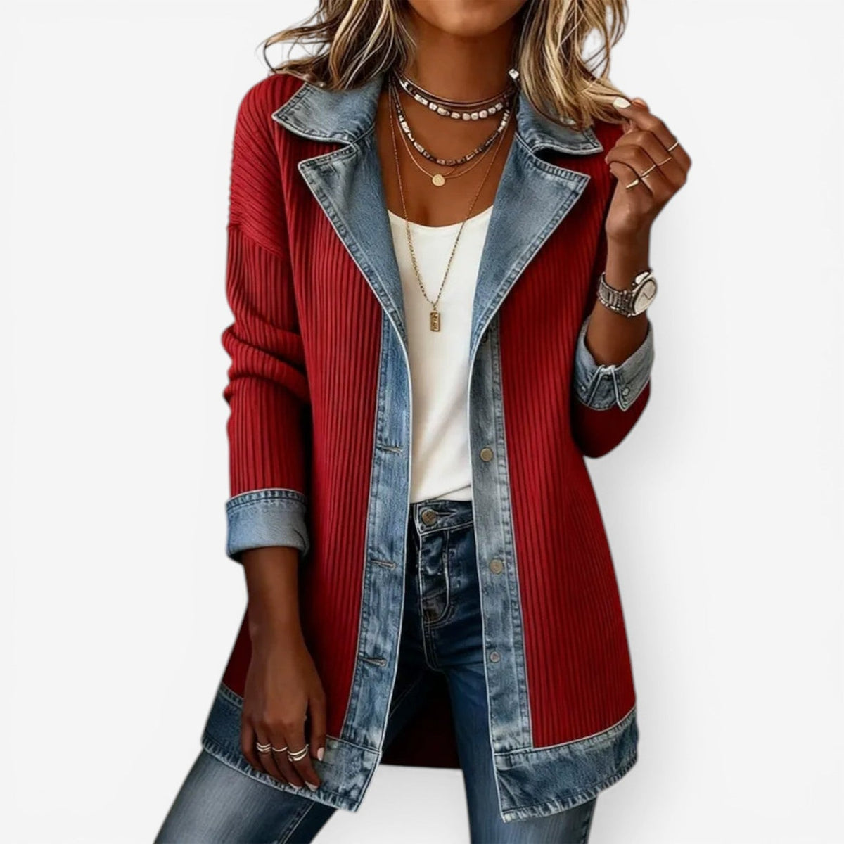 Darcy | Women's Layered Collar Button-Front Jacket