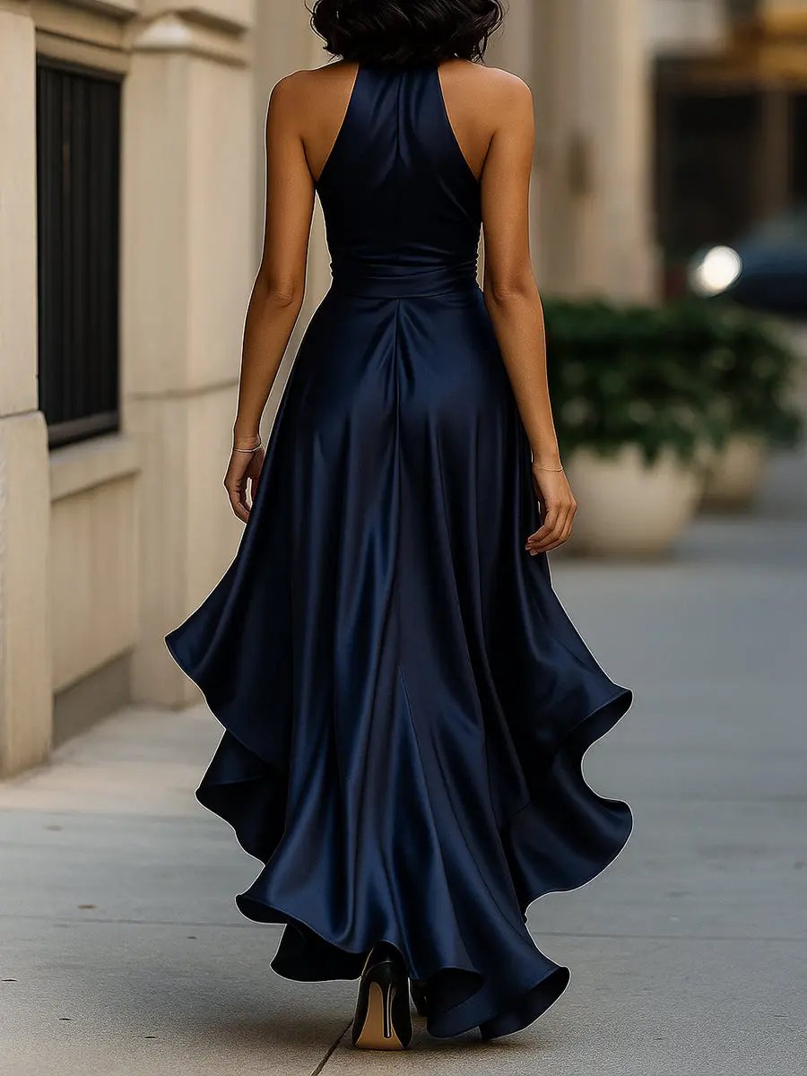 Delaney | Women's Halterneck Maxi Dress with Wrap Waist