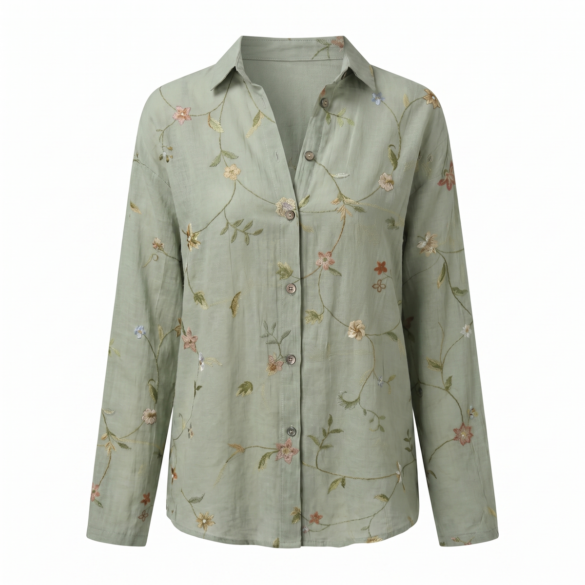 Eliana | Women's Abstract Print Split-Neck Blouse with Button Placket