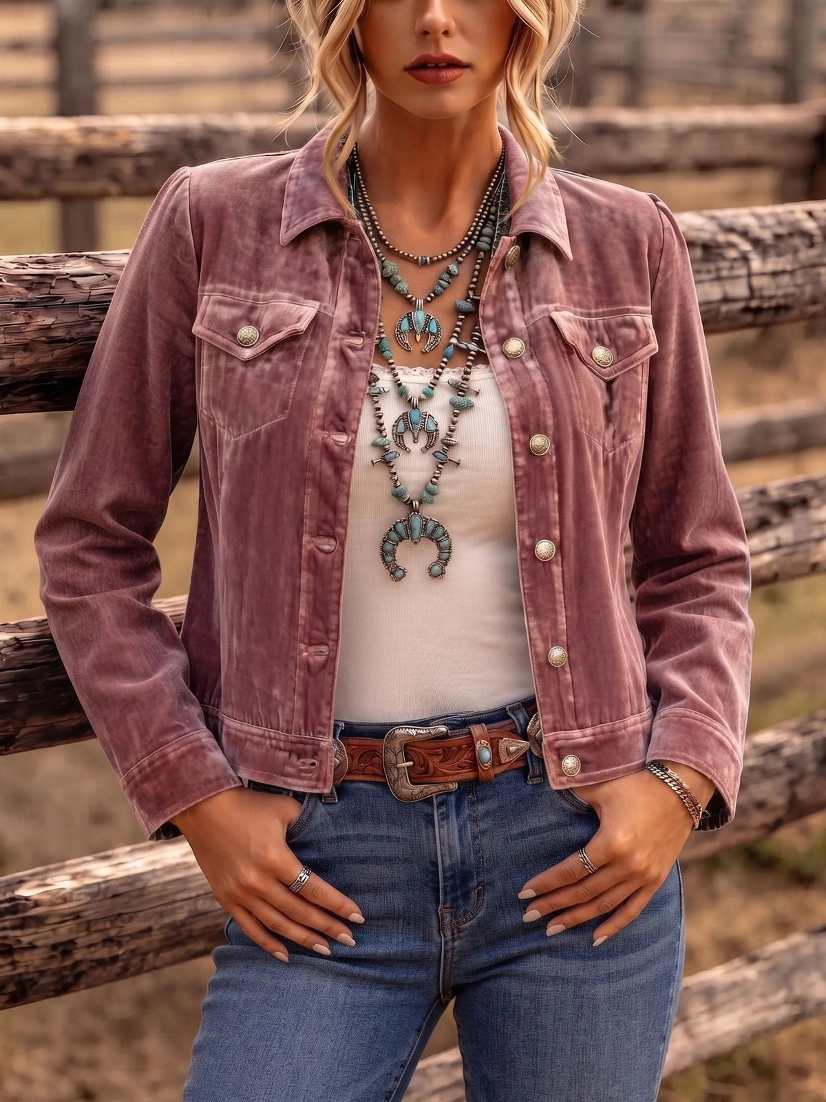 Elisabetta | Vintage Wash Button Jacket