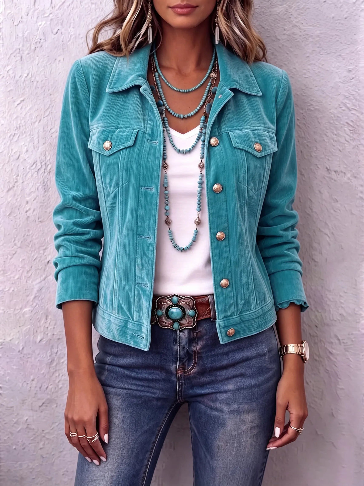 Elisabetta | Vintage Wash Button Jacket
