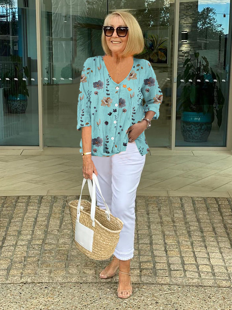 Elise | Floral Button-Front Blouse