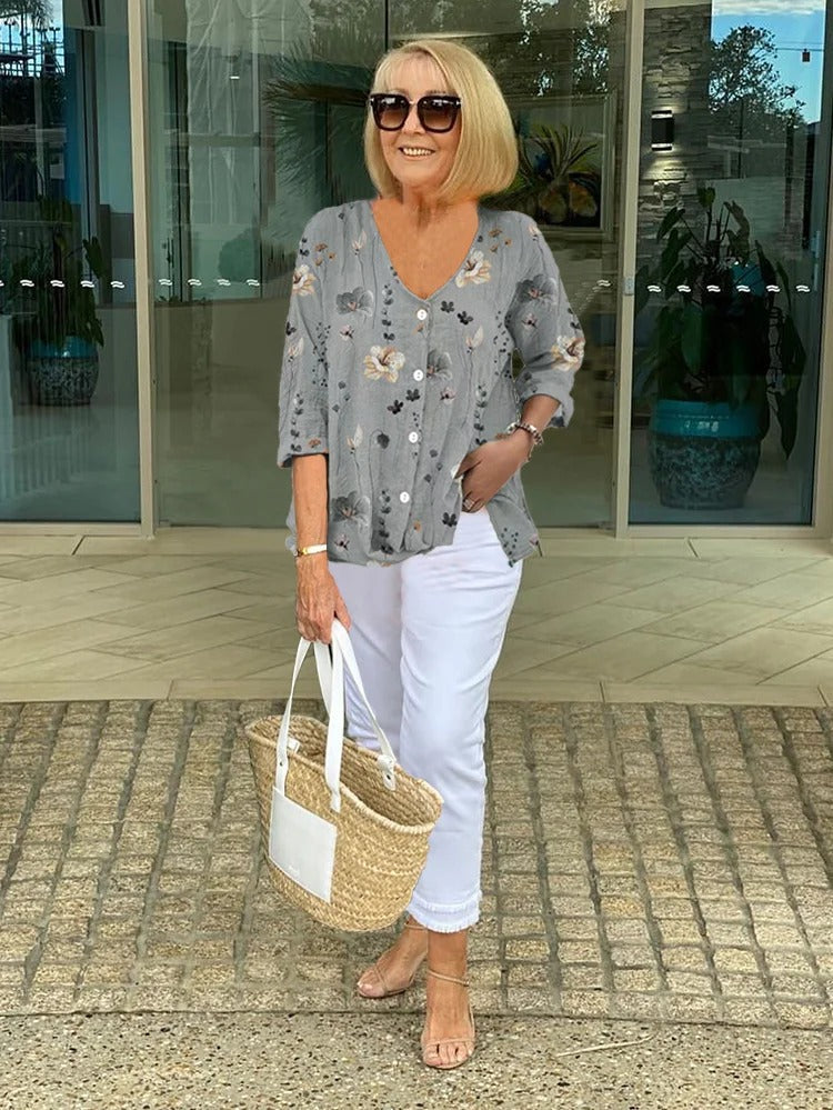 Elise | Floral Button-Front Blouse