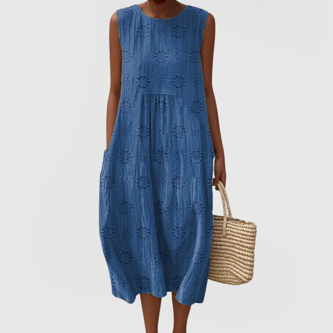 Eliza | Women's Sleeveless Embroidered Dress with Pockets