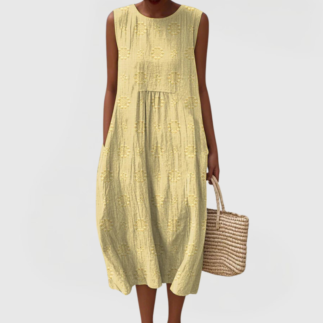 Eliza | Women's Sleeveless Embroidered Dress with Pockets