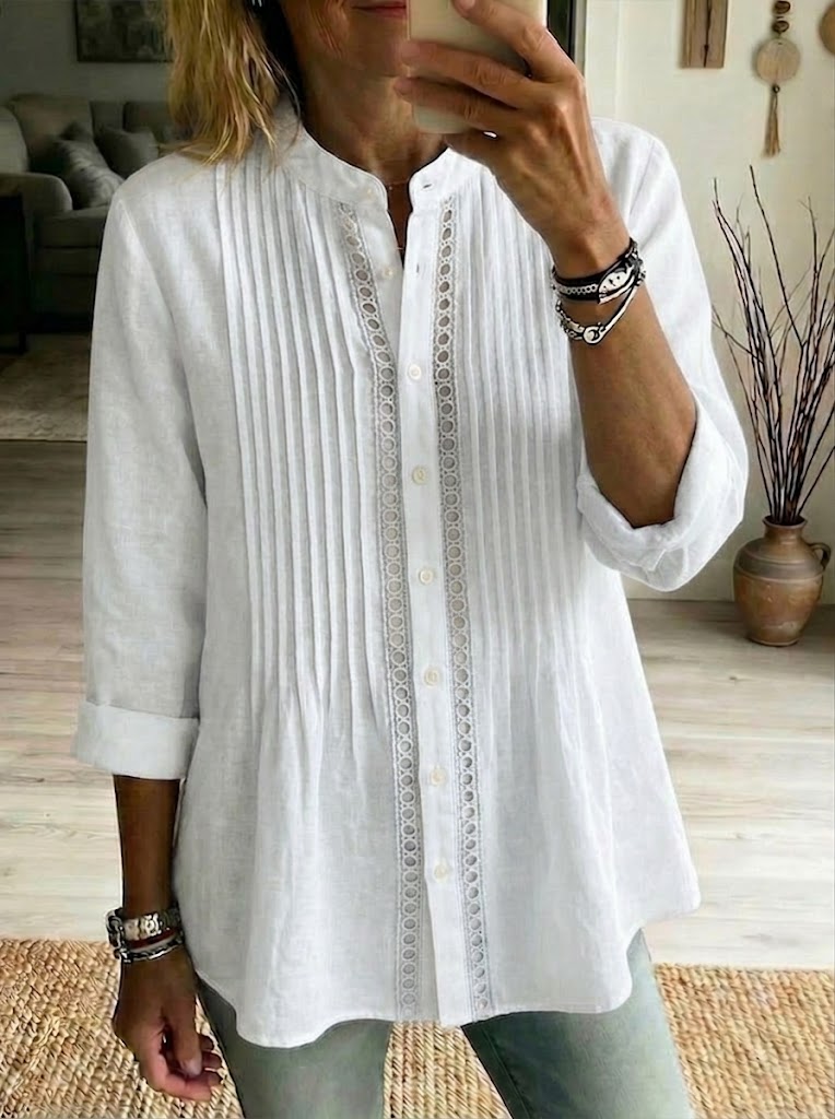 Elodie | Relaxed Pleated Button-Up Shirt