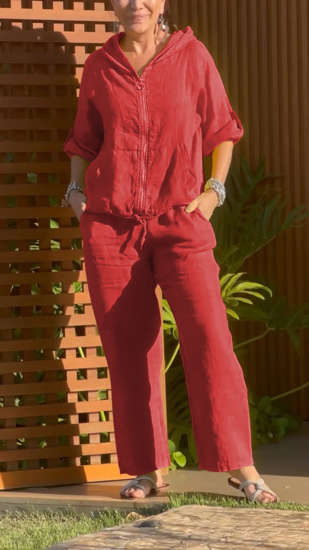 Elowena | Women's Hooded Zip-Up Two-Piece Set