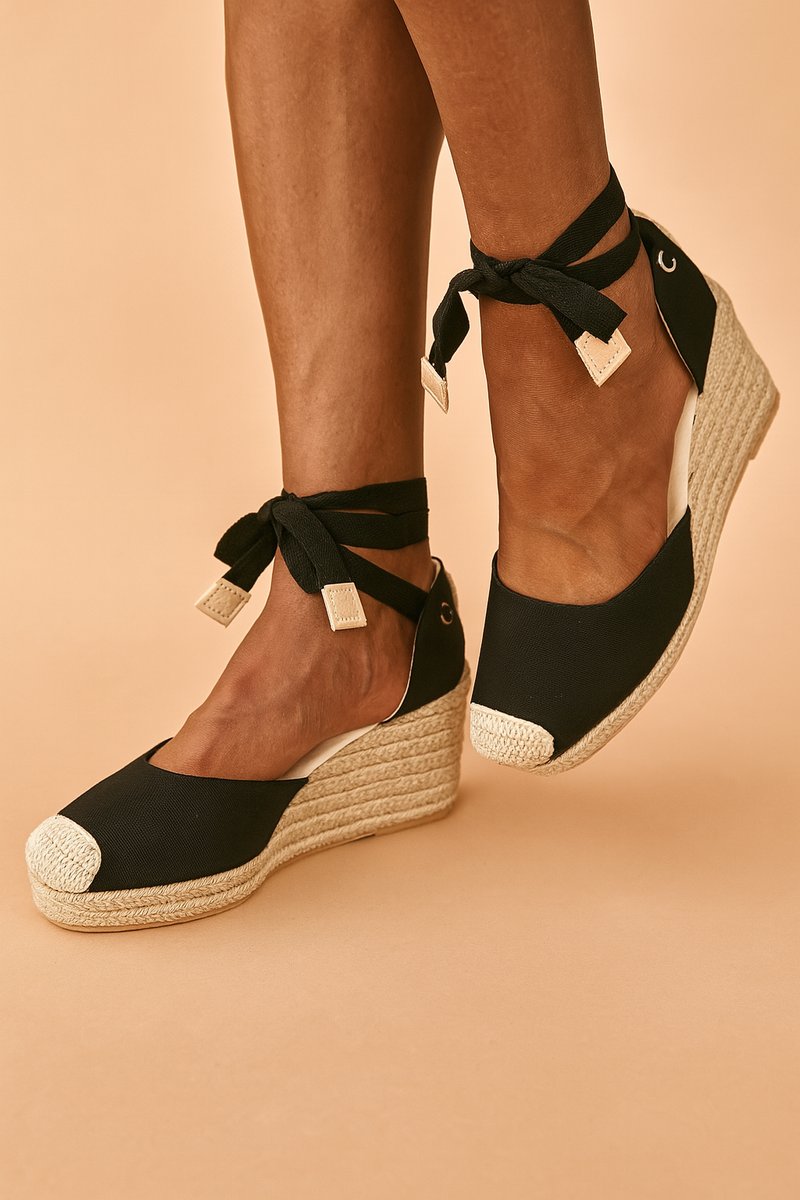 Elspeth | Women’s Espadrille Wedge Sandals with Ankle-Tie Straps