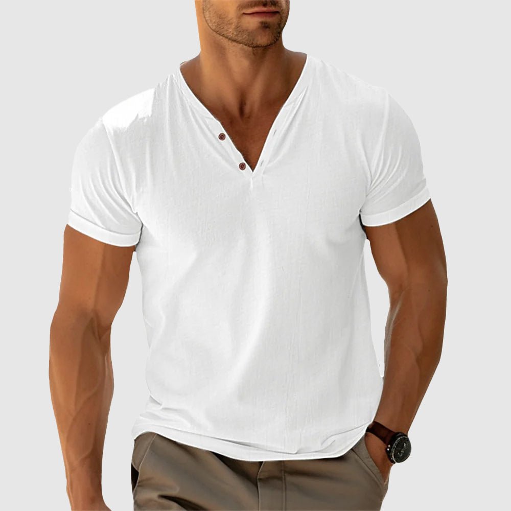 Ethan | Men's V-Neck Short Sleeve Henley Shirt