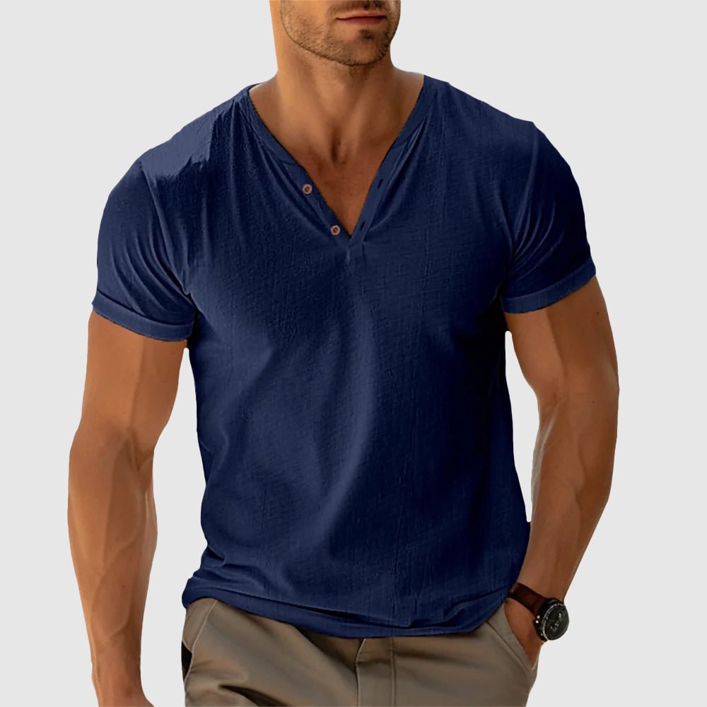 Ethan | Men's V-Neck Short Sleeve Henley Shirt