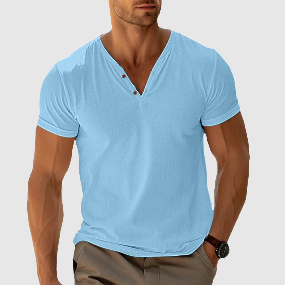 Ethan | Men's V-Neck Short Sleeve Henley Shirt