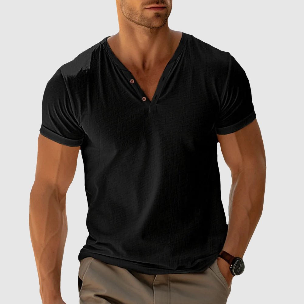 Ethan | Men's V-Neck Short Sleeve Henley Shirt