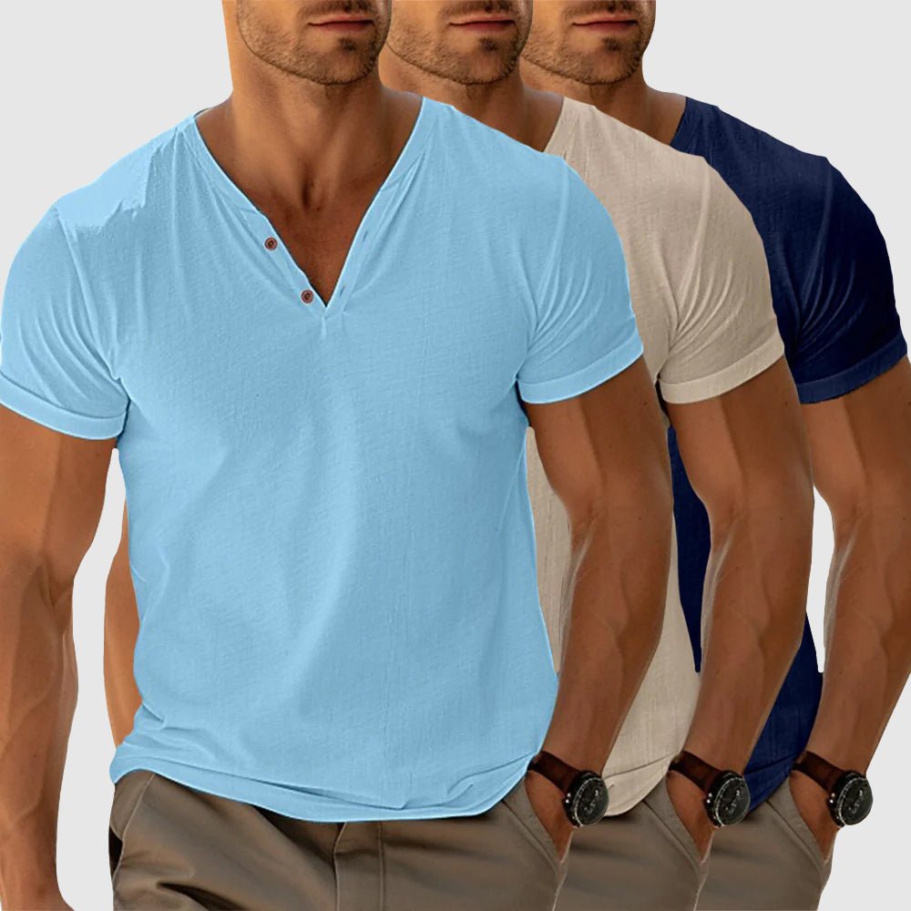 Ethan | Men's V-Neck Short Sleeve Henley Shirt
