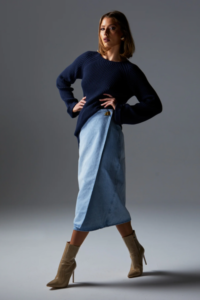 Flight Denim Wrap Skirt