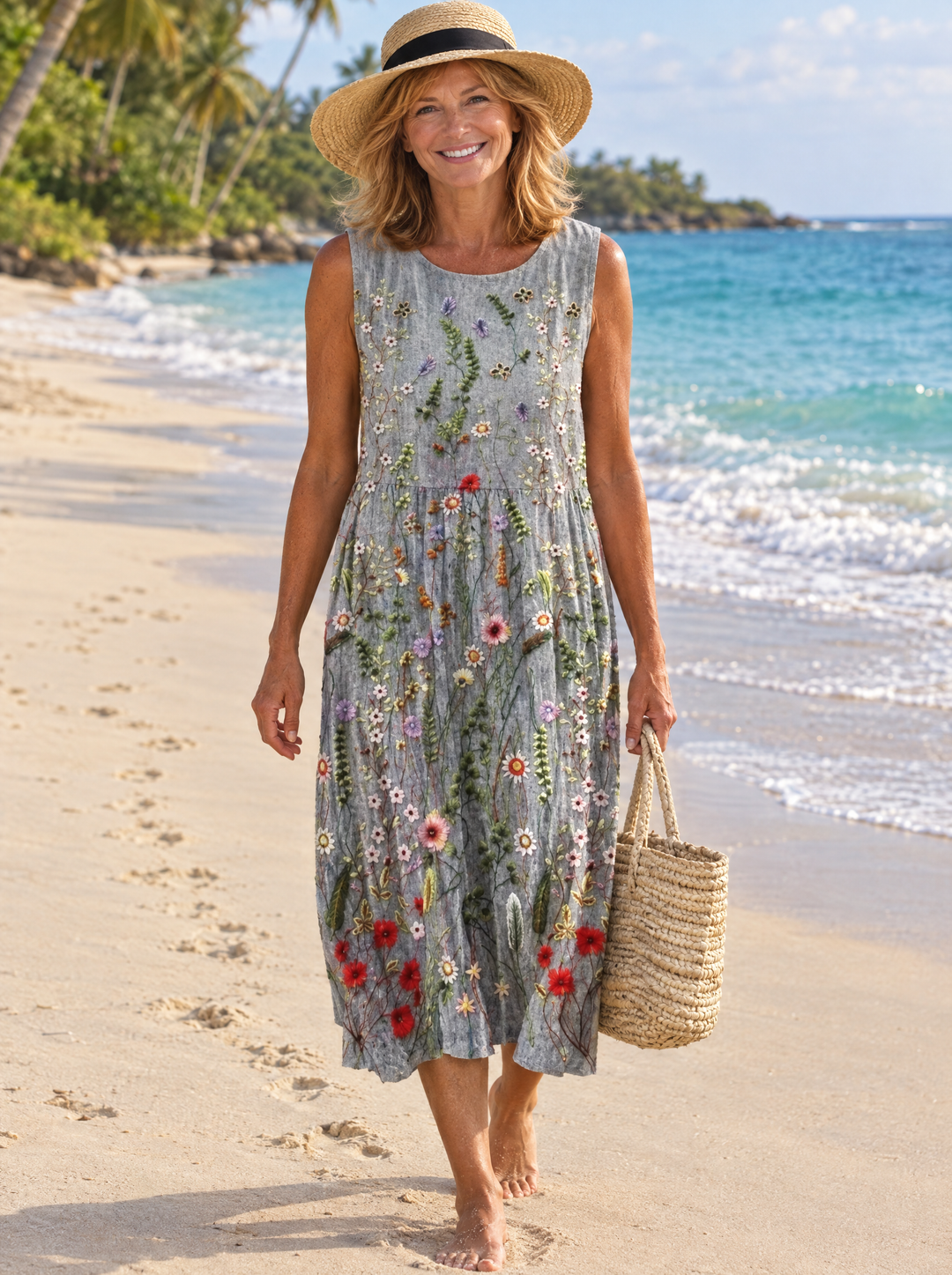 Ferna | Women's Wildflower Print Midi Dress
