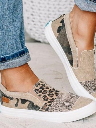 Frans | Women's Patchwork Animal Print Slip-On Loafers