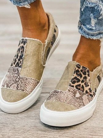 Frans | Women's Patchwork Animal Print Slip-On Loafers