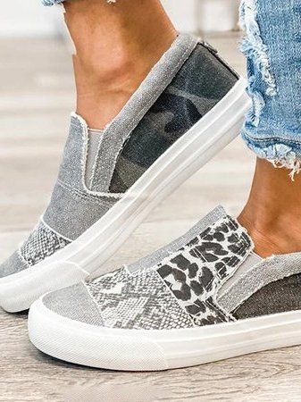 Frans | Women's Patchwork Animal Print Slip-On Loafers