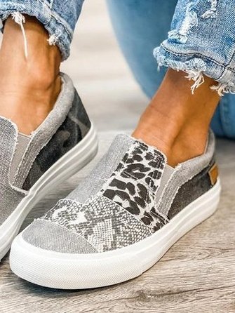 Frans | Women's Patchwork Animal Print Slip-On Loafers