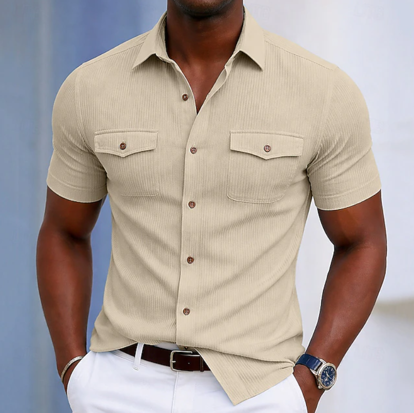 Gavin | Men's Short-Sleeve Button-Up Shirt with Chest Pocket