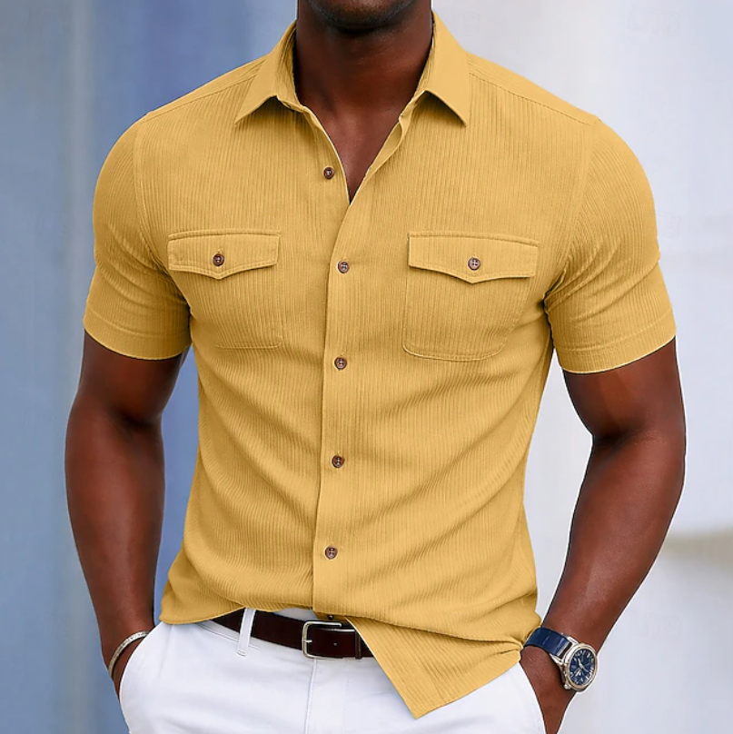 Gavin | Men's Short-Sleeve Button-Up Shirt with Chest Pocket