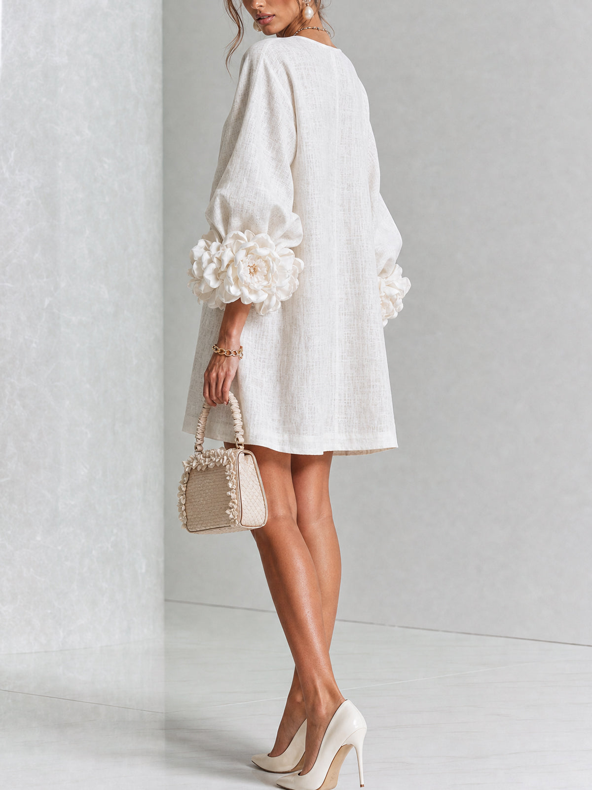 Georgia | Women's Floral Cuff Button-Front Mini Dress