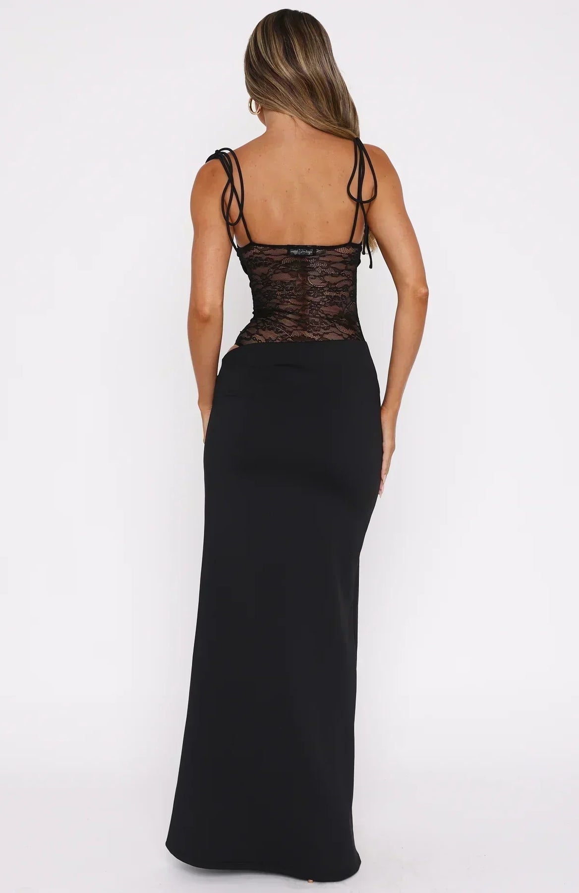 Georgia | Women's Corset Maxi Dress with Tie Straps and Side Cutout