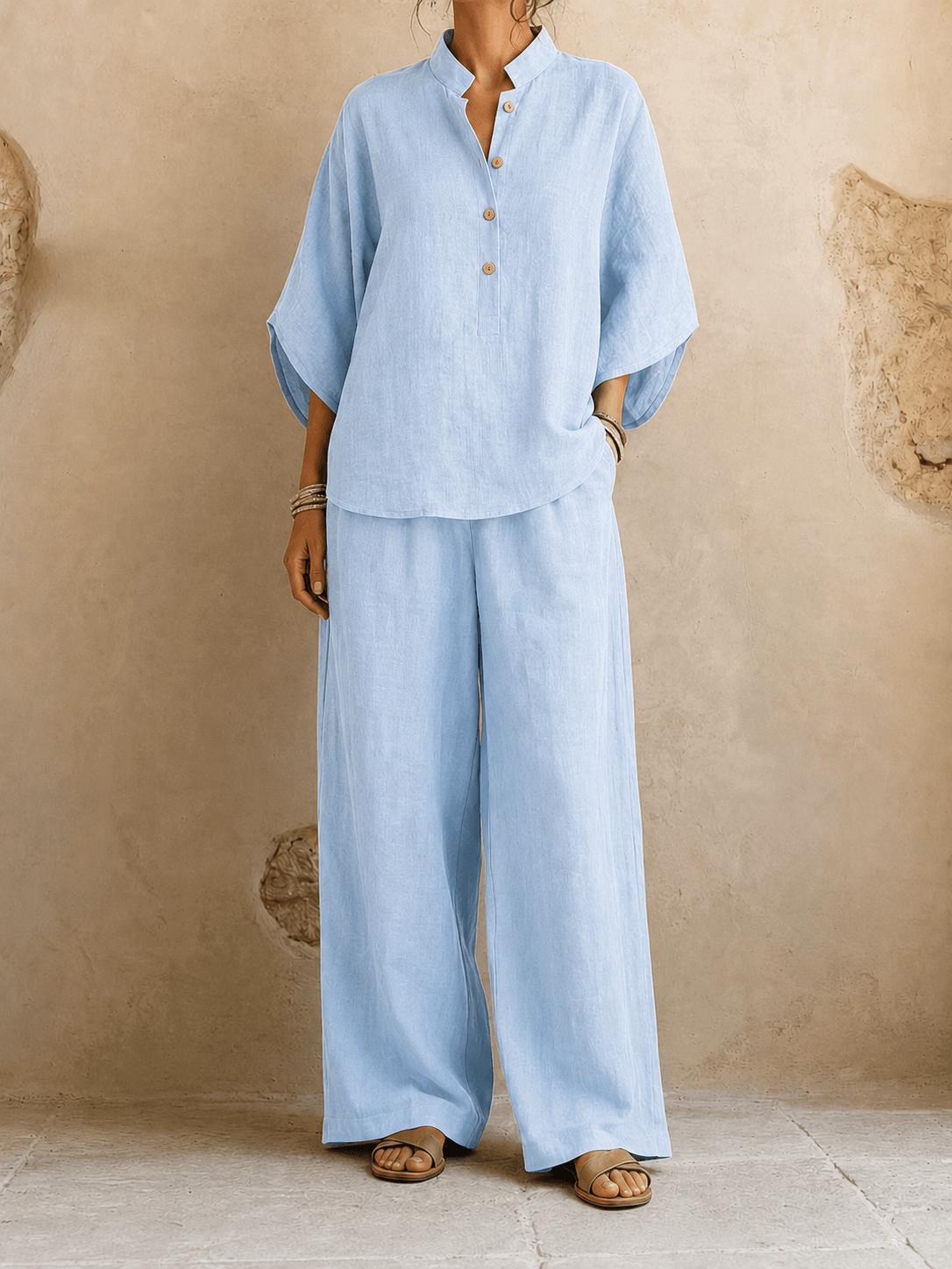 Gwendolyn | Women’s Two-Piece Blouse and Wide-Leg Pants Set with Batwing Sleeves