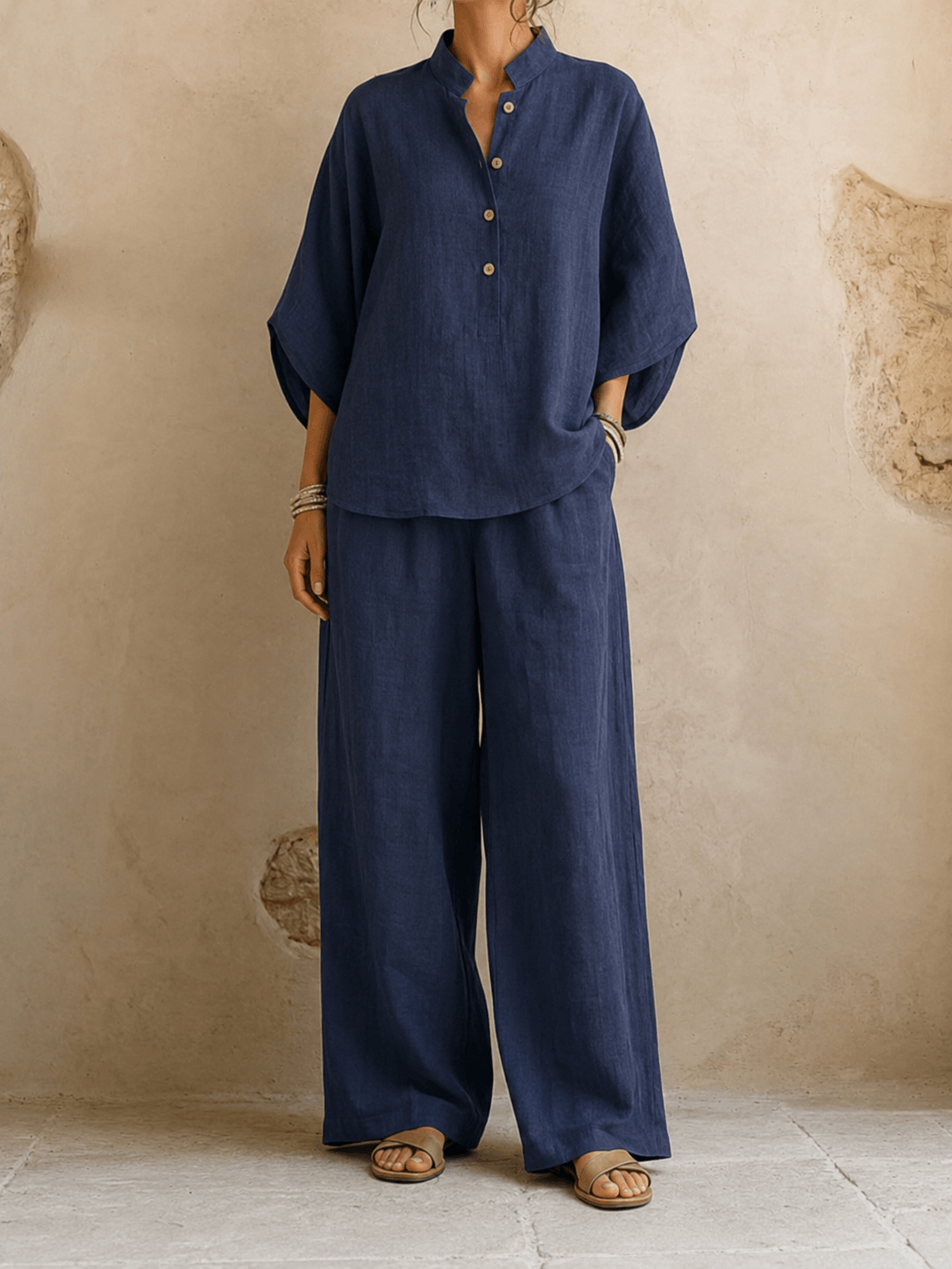 Gwendolyn | Women’s Two-Piece Blouse and Wide-Leg Pants Set with Batwing Sleeves