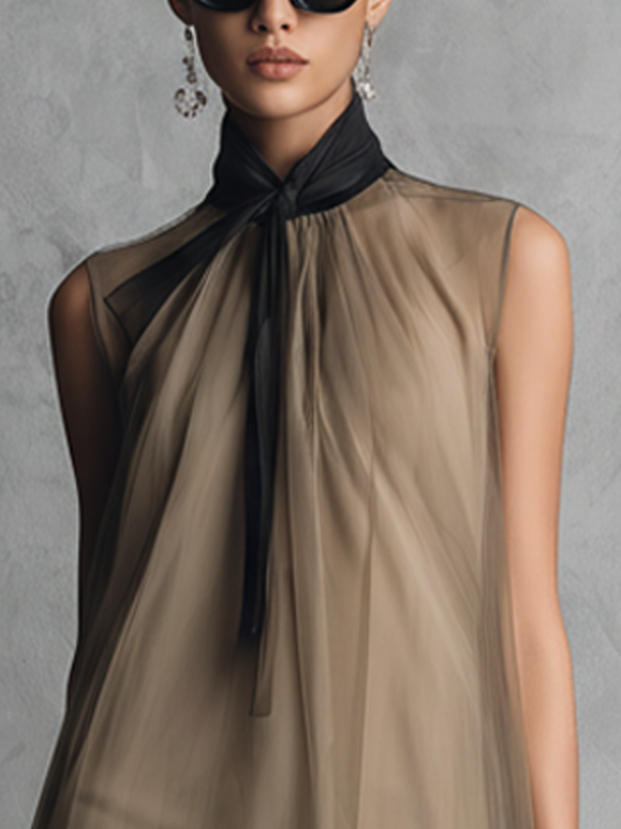 Hannah | Women's Sleeveless Tie-Neck Midi Dress