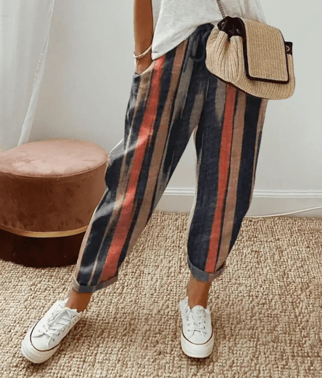 Harper | Women's Printed Drawstring Tapered Trousers