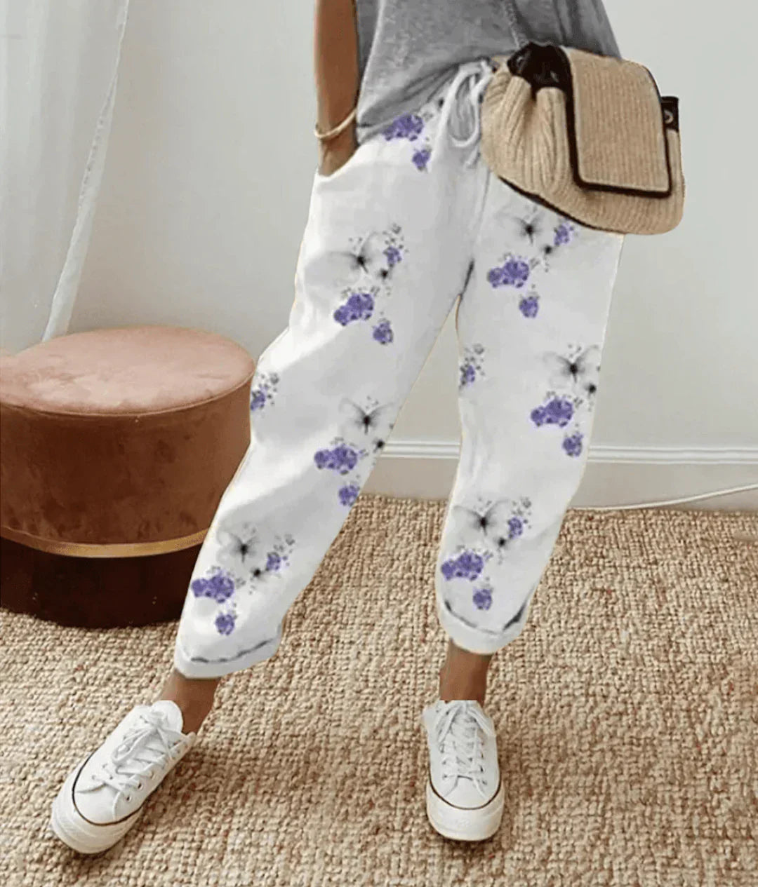 Harper | Women's Printed Drawstring Tapered Trousers