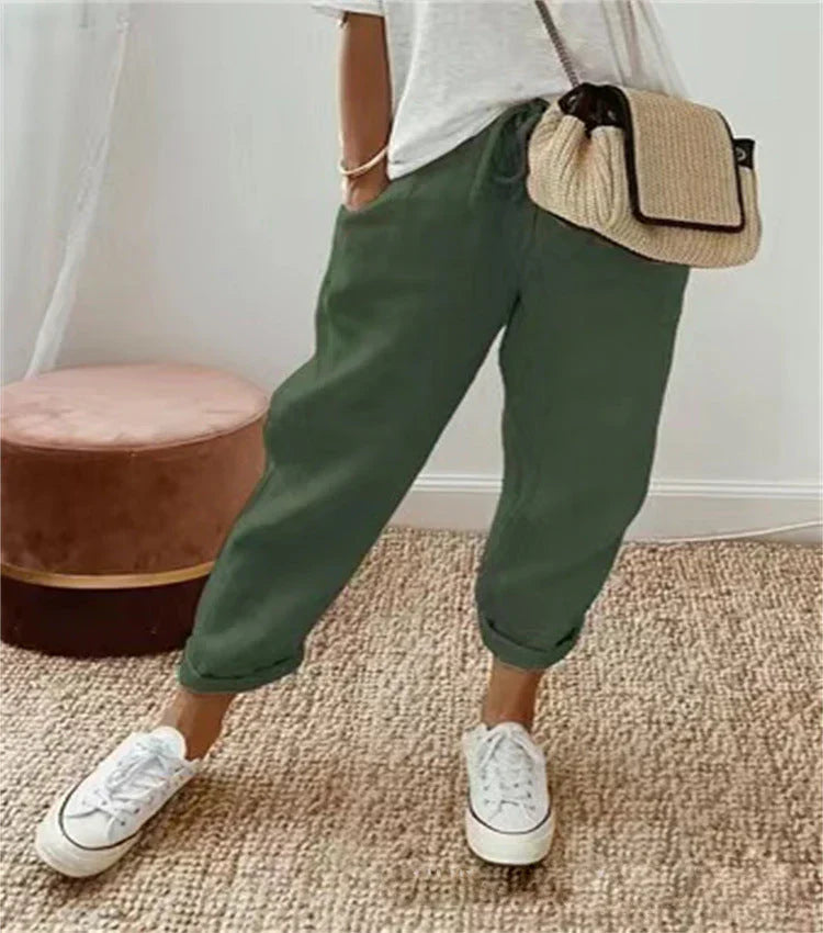Harper | Women's Printed Drawstring Tapered Trousers