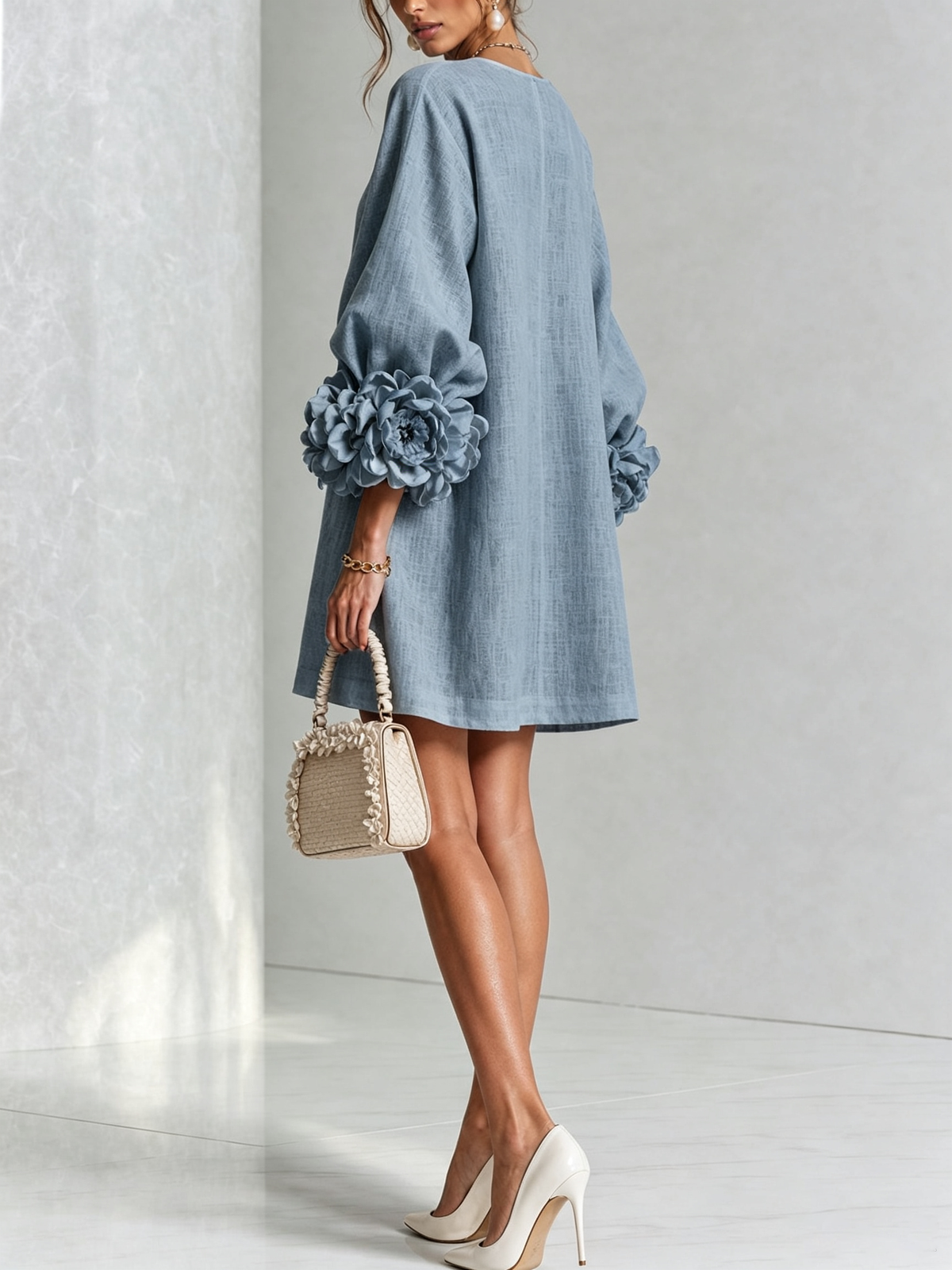 Harriet | Women's Button-Front Floral Cuff Mini Dress