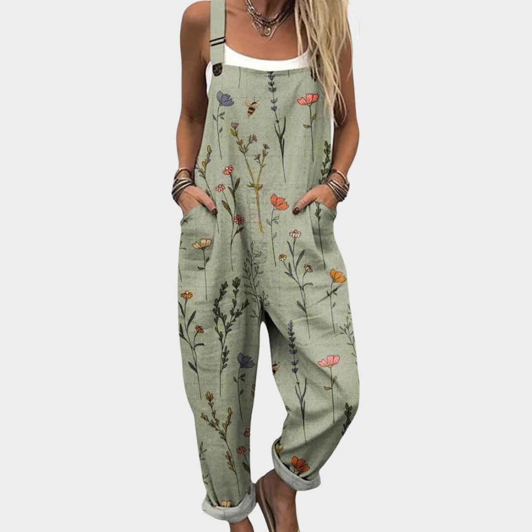 Jocelyn | Women’s Botanical Print Jumpsuit with Patch Pockets