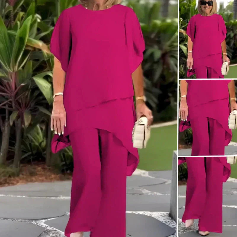 Jocelyn | Women's Draped Palazzo Pants Set with Matching Top