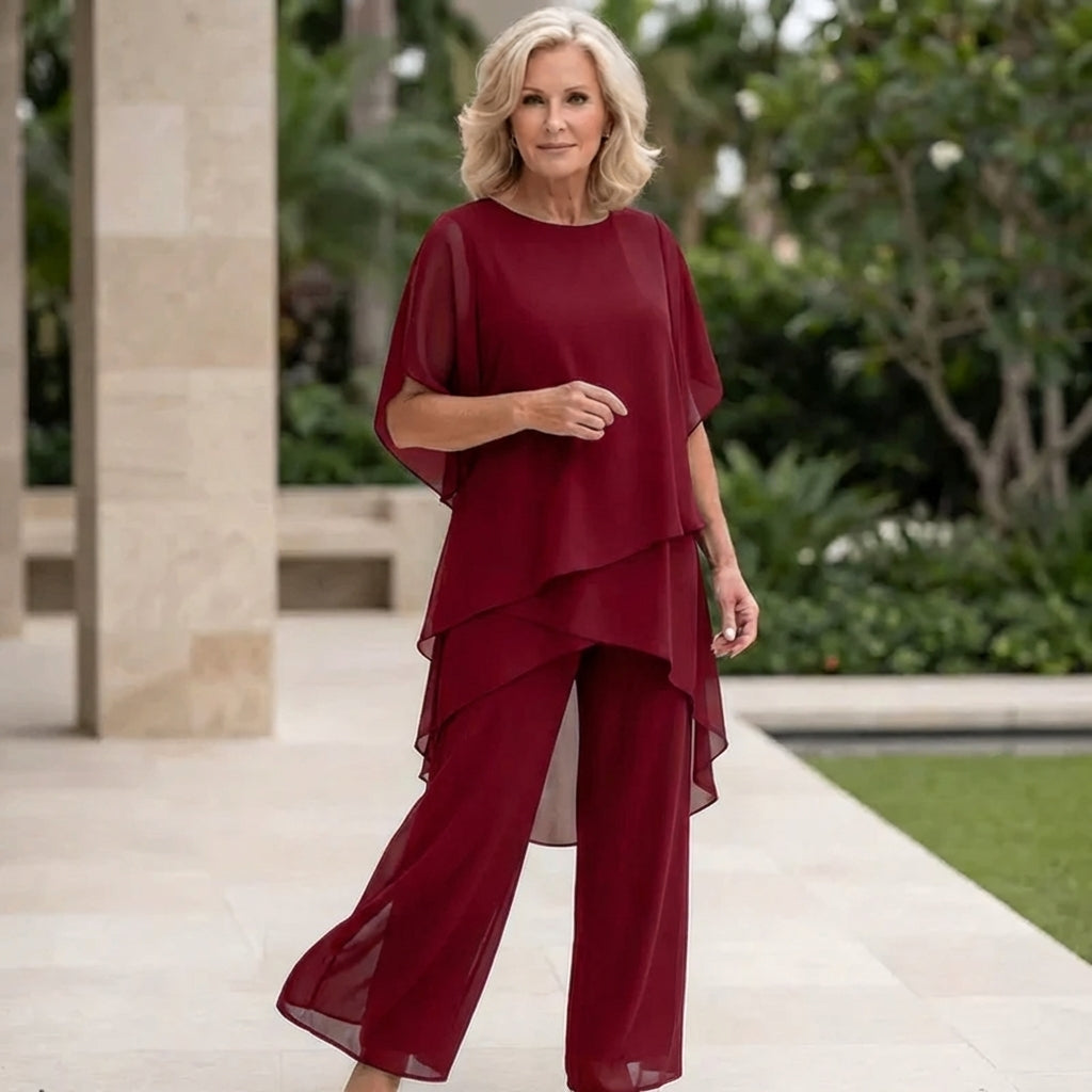 Jocelyn | Women's Draped Palazzo Pants Set with Matching Top