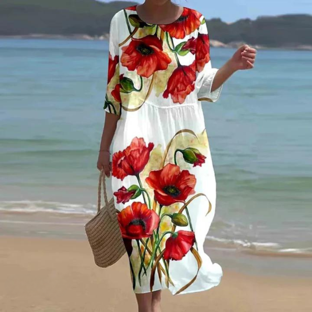 Juliet | Women's Printed V-Neck Beach Tunic Dress