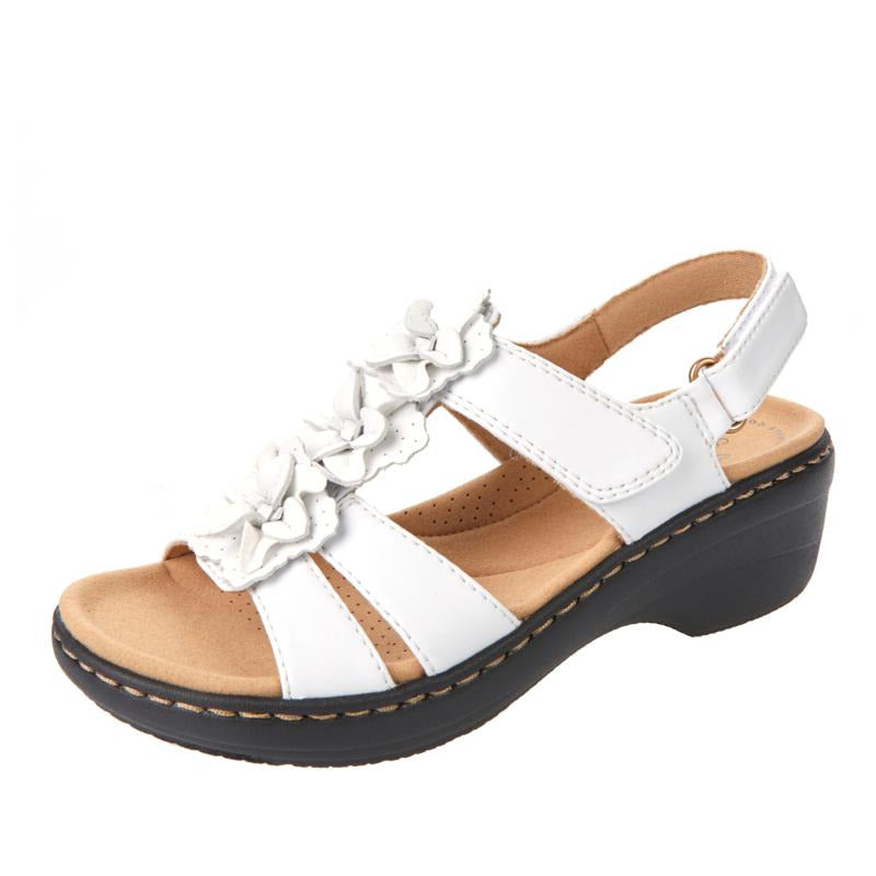 June | Women's Floral Ruffle Wedge Sandals With Ankle Strap