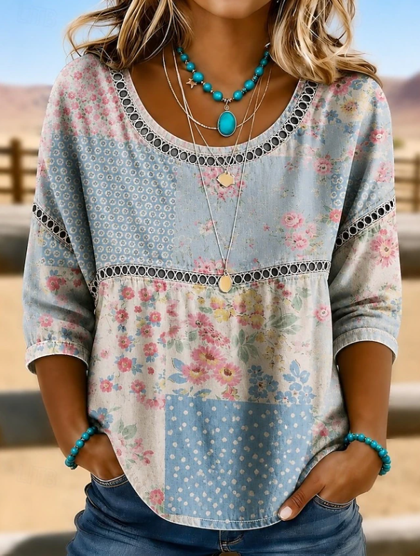Keira | Women's Boho V-Neck Top with Embroidered Details