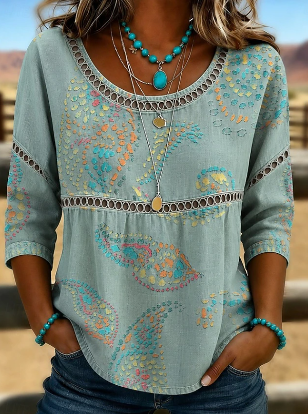 Keira | Women's Boho V-Neck Top with Embroidered Details