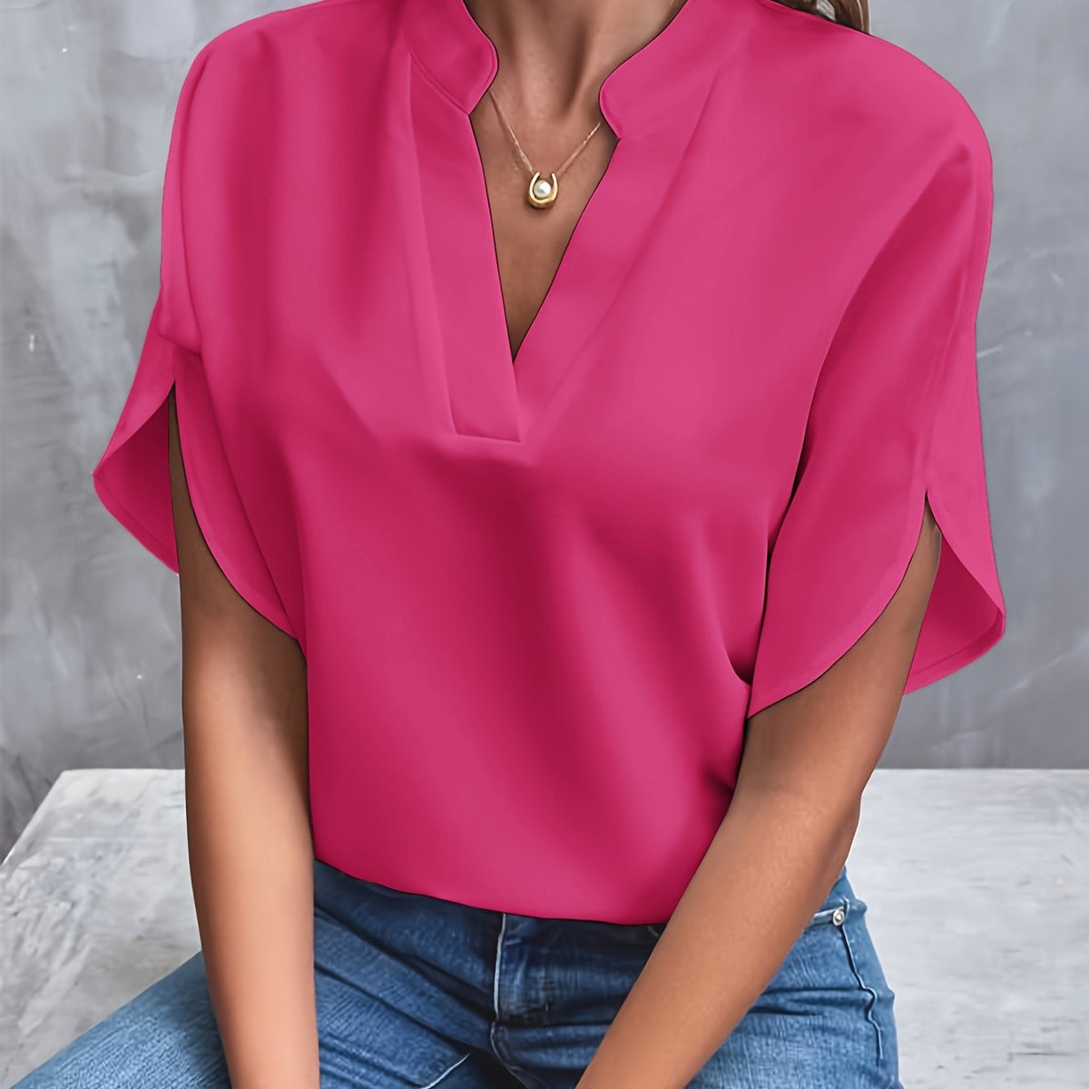 Laura | Women's V-Neck Split Sleeve Blouse