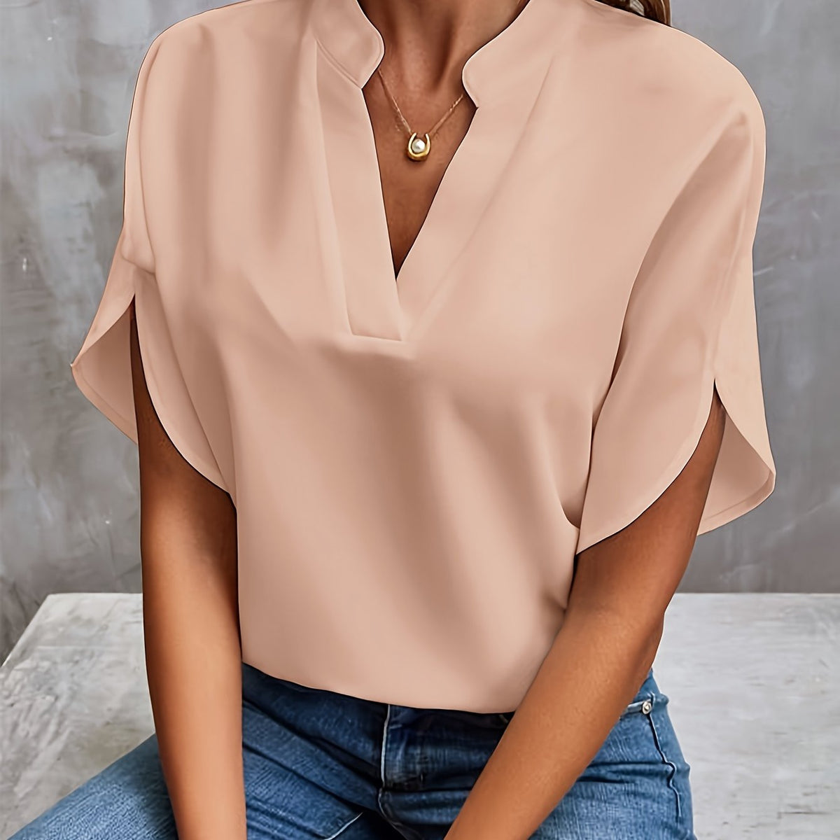 Laura | Women's V-Neck Split Sleeve Blouse
