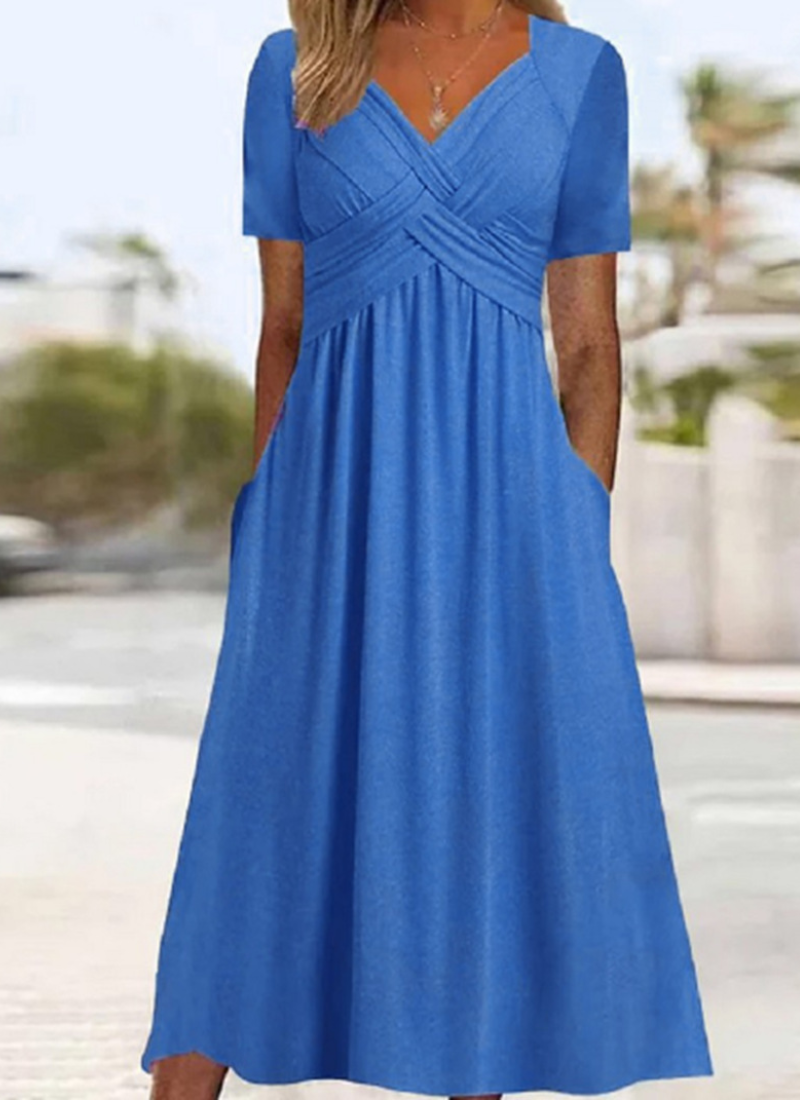 Leyla | Women's V-Neck Wrap Midi Dress