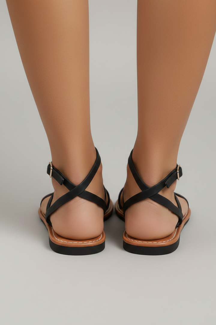 Lillian | Women's Strappy Flat Sandals with Ankle Strap
