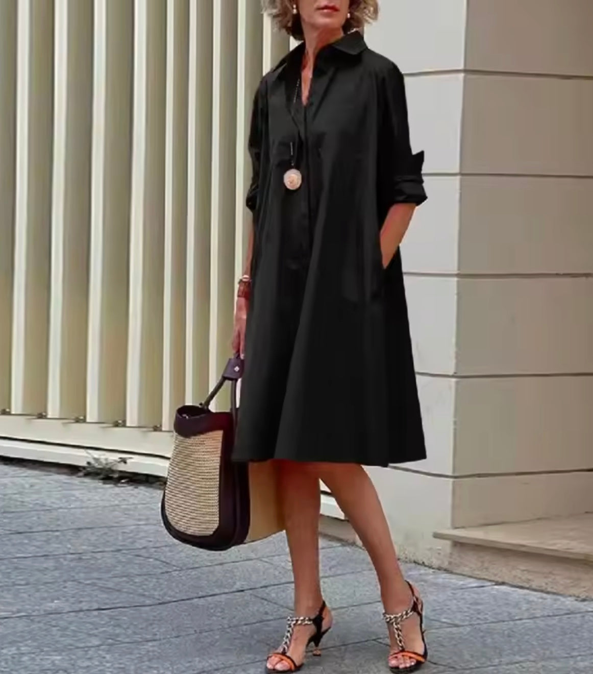 Lola | Women's A-Line Shirt Dress with 3/4 Sleeves