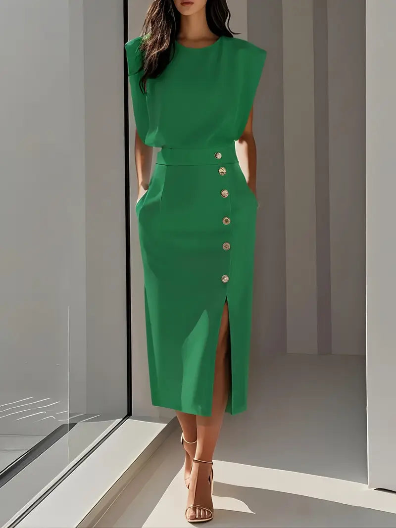 Lorraine | Side-Slit Midi Dress