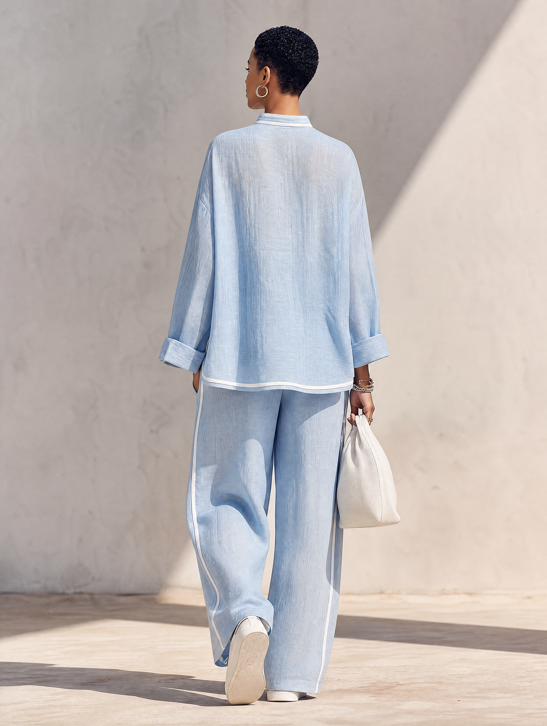 Lucille | Women's Two-Piece Wide-Leg Trousers Set with Half-Zip Top